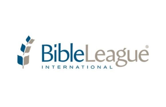 The logo features a stylized blue and gray wheat stalk, with "Bible" in blue, "League" in gray, and "International" in smaller blue text underneath.